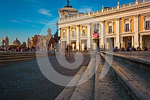 Campidoglio square in Rome at sunset