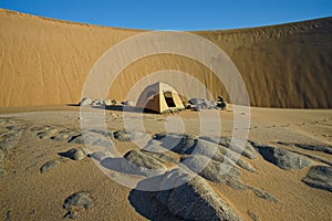 Camping on a 4WD desert safari on the Skeleton Coast of Namibia, south west Africa