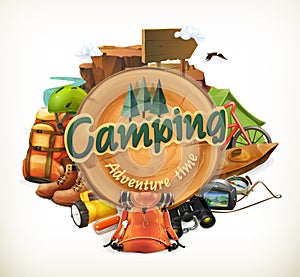 Camping adventure time vector illustration