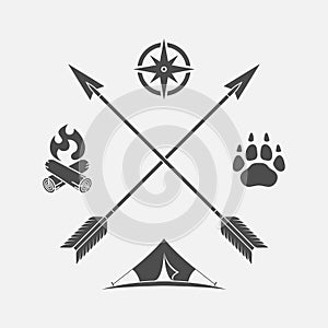 Camping and adventures graphic sign