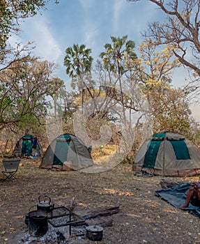 Camping in Africa inside the Okavango Delta, Botswana