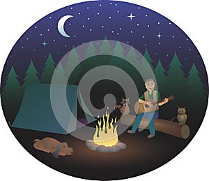 Camping with Animals at Night