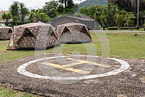 Camping area and helipad of phu pha man national park.