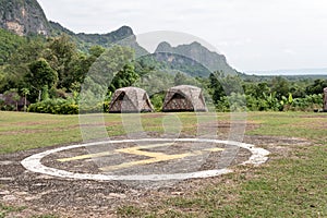 Camping area and helipad of phu pha man national park