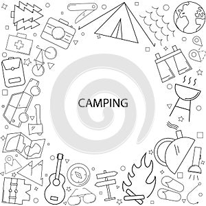 Camping background from line icon