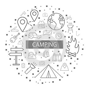 Camping background from line icon