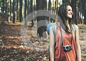 Camping Backpacker Photographer Camera Adventure Concept