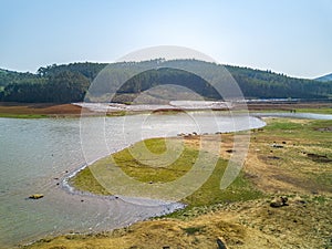 Camping barbecue site by the river of the outdoor reservoir