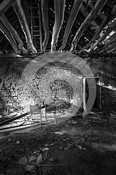 Camping in the barn BW