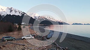 Camping on the beach in Alaska