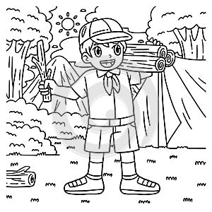 Camping Boy Scout Camper Coloring Page for Kids