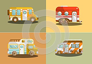 Camping bus or camper van vector illustration