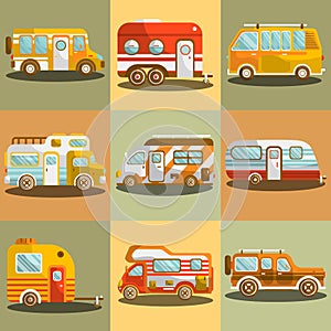 Camping bus or camper van vector illustration photo
