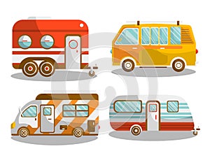 Camping bus or camper van vector illustration photo