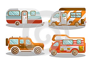 Camping bus or camper van vector illustration photo