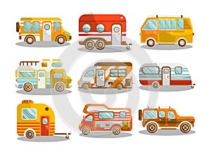 Camping bus or camper van vector illustration photo