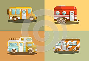 Camping bus or camper van vector illustration photo