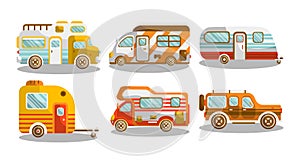 Camping bus or camper van vector illustration photo