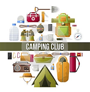 Summer camping club vector camp poster