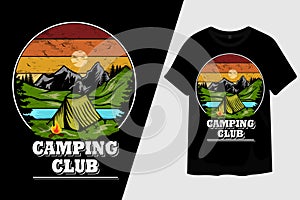 Camping Club Retro Vintage T Shirt Design