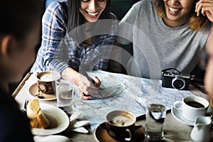 Camping Coffee Planning Togetherness Happiness Concept