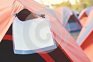 Camping and colorful tents on top of mountain journey in vacation