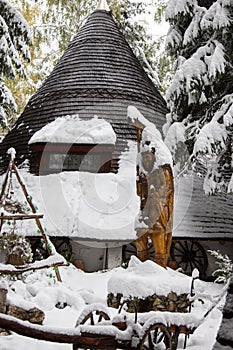 Camping with cottages in the middle of winter