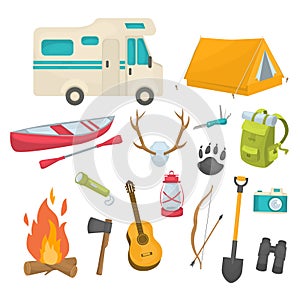 Camping Decorative Icons Set