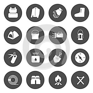 Camping Equipment Icons vector