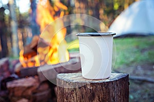 Camping fire drinking cup.