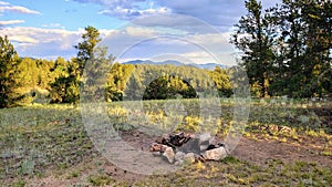 Camping Fire pit in colorado mountains