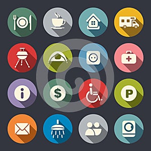 Camping flat icons