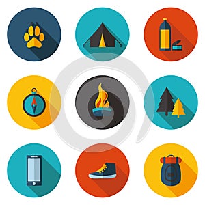 Camping flat icons in vector format