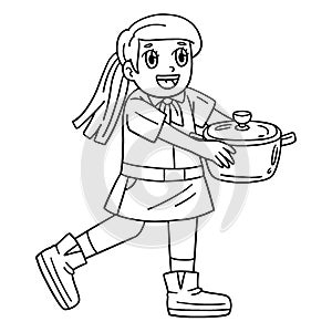Camping Girl Scout Camper Isolated Coloring Page