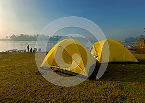 Camping ground outdoor in the morning