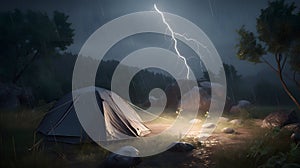 camping hiking backpacking Hyper-realistic textures dynam generative AI