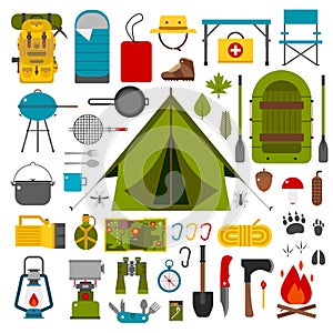 Camping and Hiking Vector Icons