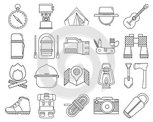 Camping and Hiking Vector Icons