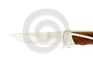 Camping & hunting professional knife with wood isolated on white