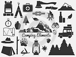 Camping icon set