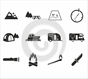 Camping icon set