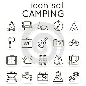 Camping icon set.