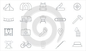 Camping icon set flat style  illustration.