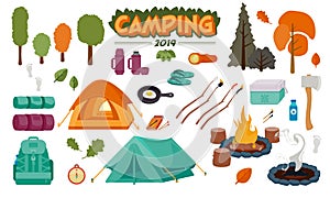 Camping Icon Set Vector Illustrations