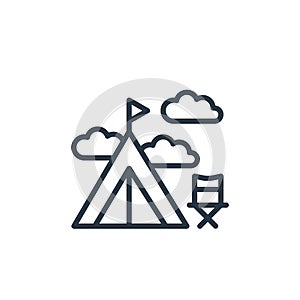 camping icon vector from travel concept. Thin line illustration of camping editable stroke. camping linear sign for use on web and