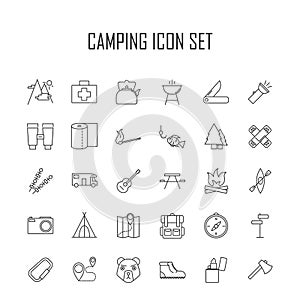 Camping icons. Outdoor equipment.