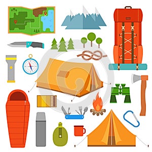 Camping icons set