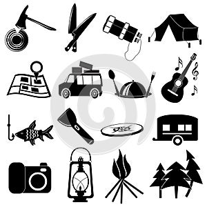 Camping icons set