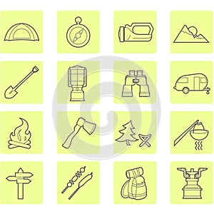 Camping icons set