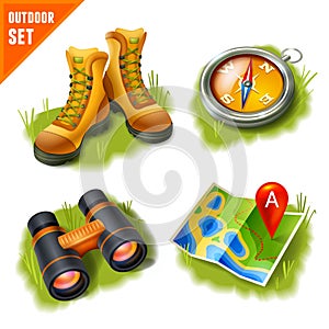 Camping icons set